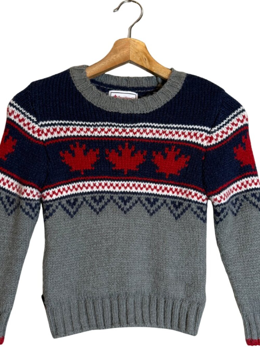 Canadiana Canada Nordic Knit Sweater Pullover Kids' XS Unisex Youth Patriotic